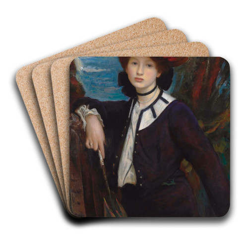 Lady Holding A Parasol by George Spencer Watson Art Drink Coaster set