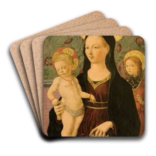 Virgin and Child with an Angel by Francesco del Cossa Art Drink Coaster set