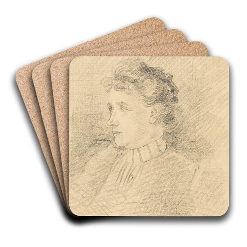Damenportrt by Egon Schiele Art Drink Coaster set