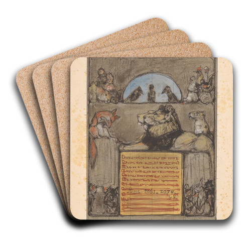 Reinaert buigt voor koning Nobel en de verzamelde dieren by Bernard Willem Wierink Art Drink Coaster set Reinaert buigt voor koning Nobel en de verzamelde dieren by Bernard Willem Wierink Art Drink Coaster set
