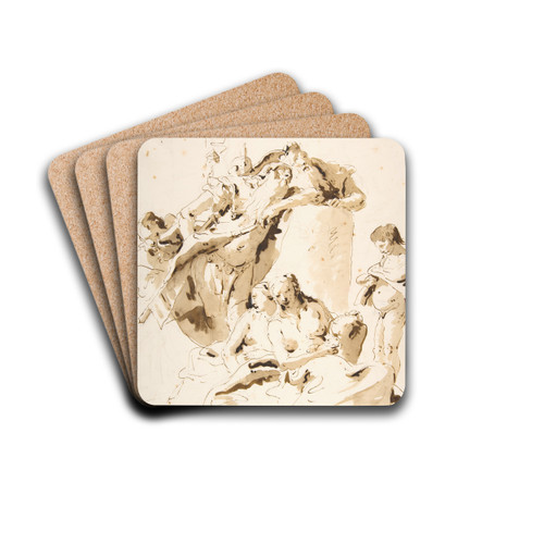 Scherzo di Fantasia; Standing Warrior and King with Five Attendants by Giovanni Battista Tiepolo Drink Coasters - set of 4
