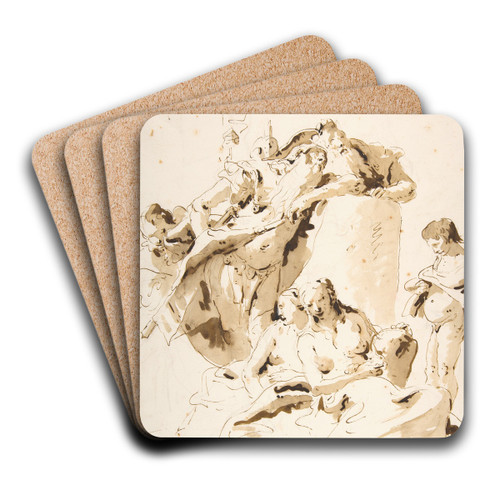Scherzo di Fantasia; Standing Warrior and King with Five Attendants by Giovanni Battista Tiepolo Art Drink Coaster set