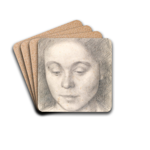 Portrait of Ida, the Artist's Wife by Vilhelm Hammershi Drink Coasters - set of 4