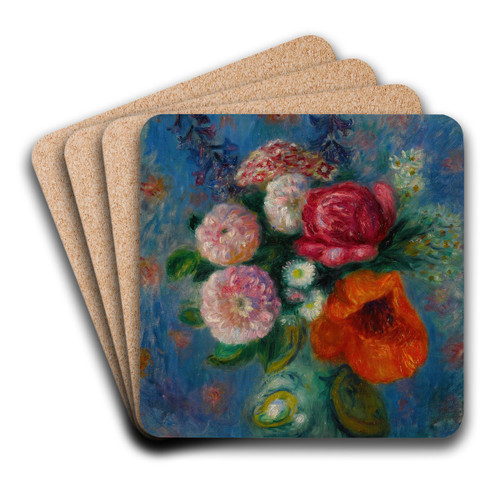 Bouquet with Poppy by William James Glackens Art Drink Coaster set