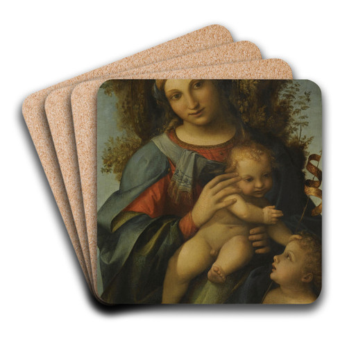 Madonna and Child with the Infant Saint John the Baptist by Correggio Art Drink Coaster set