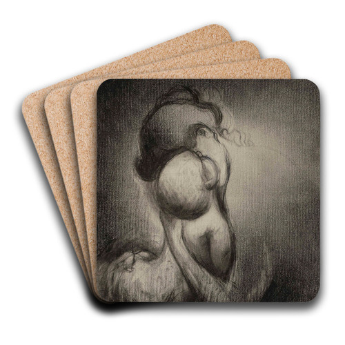 Mre embrassant son enfant by Charles Angrand Art Drink Coaster set