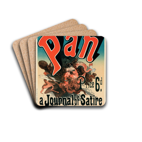 Pan by Jules Chret Drink Coasters - set of 4