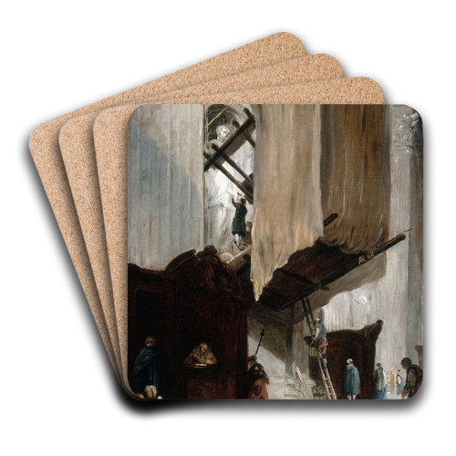 Sculpteur travaillant  la statue d'un saint  Saint-Pierre de Rome by Hubert Robert Art Drink Coaster set
