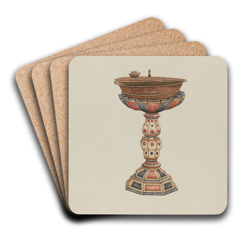 Baptismal Font and Stand by William Kieckhofel Art Drink Coaster set Baptismal Font and Stand by William Kieckhofel Art Drink Coaster set