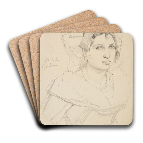 tude de buste de femme by Jacques-Raymond Brascassat Art Drink Coaster set