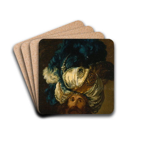 Ambassadeur du Mogol by Joseph-Marie Vien Drink Coasters - set of 4 Ambassadeur du Mogol by Joseph-Marie Vien Drink Coasters - set of 4