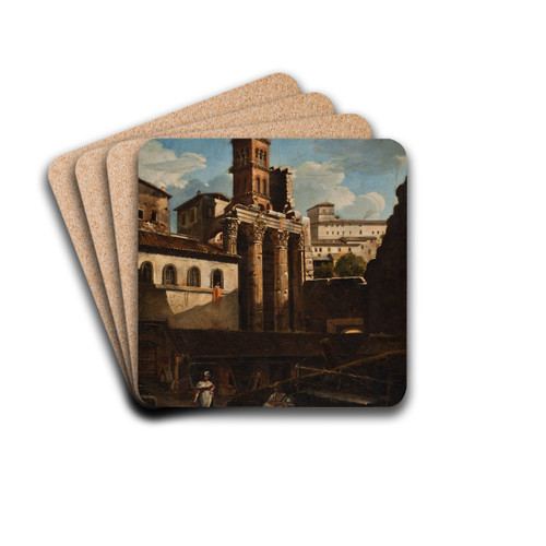 The Ruined Temple Of Mars Ultor, Rome by Francesco Diofebi Drink Coasters - set of 4