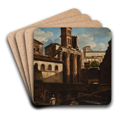 The Ruined Temple Of Mars Ultor, Rome by Francesco Diofebi Art Drink Coaster set
