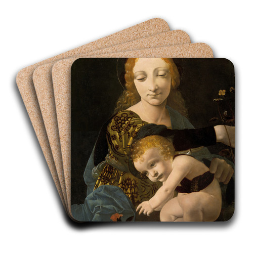 The Virgin and Child (The Madonna of the Rose) by Giovanni Antonio Boltraffio Art Drink Coaster set
