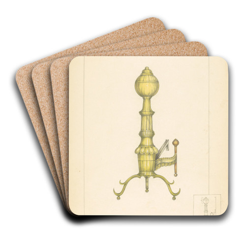 Brass Andiron by Henry Meyers Art Drink Coaster set Brass Andiron by Henry Meyers Art Drink Coaster set