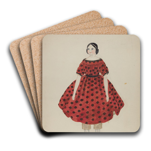Doll with China Head by Mary Fitzgerald Art Drink Coaster set