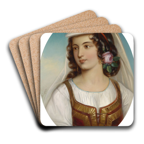 Mdchen in sditalieniescher Tracht by Friedrich Krepp Art Drink Coaster set Mdchen in sditalieniescher Tracht by Friedrich Krepp Art Drink Coaster set