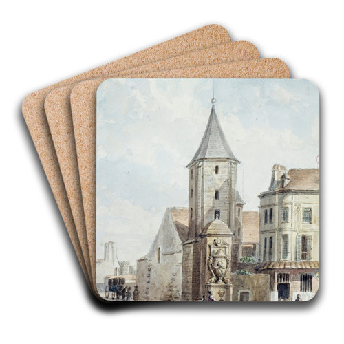 Tour d'Alexandre, restes de l'abbaye Saint Victor (Tour d'angle des btiments abbatiaux). by Auguste-Sbastien Bnard Art Drink Coaster set