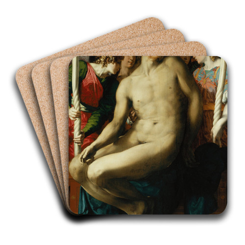 The Dead Christ with Angels by Rosso Fiorentino Art Drink Coaster set