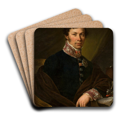 Portrait of Wojciech Rogoziski by Franciszek Ksawery Lampi Art Drink Coaster set Portrait of Wojciech Rogoziski by Franciszek Ksawery Lampi Art Drink Coaster set
