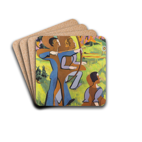 archers by Ernst Ludwig Kirchner Drink Coasters - set of 4