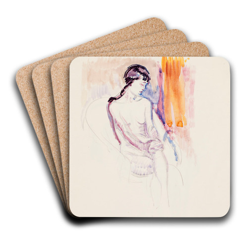 Istuva malli, luonnos by Magnus Enckell Art Drink Coaster set