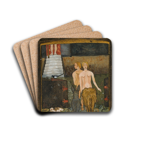 Adam And Eve by Hugo Simberg Drink Coasters - set of 4