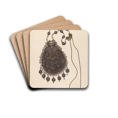 Beaded Handbag by Ray Price Drink Coasters - set of 4 Beaded Handbag by Ray Price Drink Coasters - set of 4