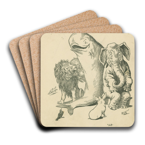And the whale. by Leonard Leslie Brooke Art Drink Coaster set