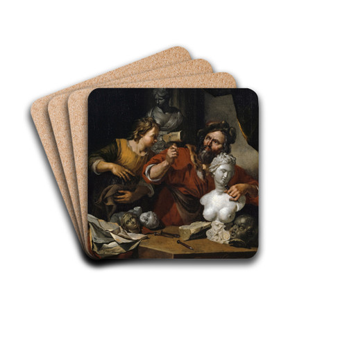 A Sculptor's Studio by Jacob Toorenvliet Drink Coasters - set of 4 A Sculptor's Studio by Jacob Toorenvliet Drink Coasters - set of 4