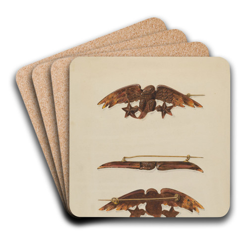 Brooch by John H. Tercuzzi Art Drink Coaster set