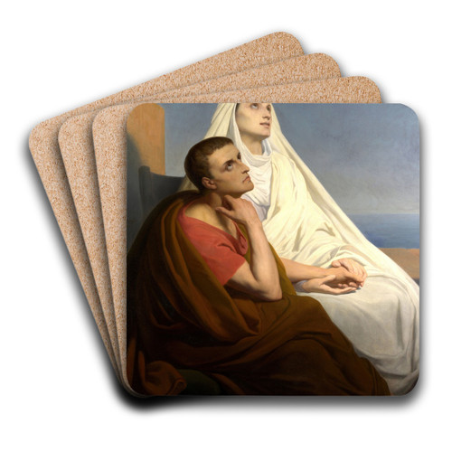 Saints Augustine And Monica by Ary Scheffer Art Drink Coaster set