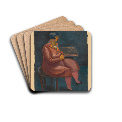 Ohne Titel (sitzende Frau) by Karl Wiener Drink Coasters - set of 4