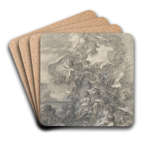 Allegory of Fishery; Neptune and Amphitrite by Gabriel-Franois Doyen Art Drink Coaster set Allegory of Fishery; Neptune and Amphitrite by Gabriel-Franois Doyen Art Drink Coaster set