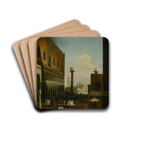 Venice; A View of the Piazzetta and the Isola San Giorgio by Johann Richter Drink Coasters - set of 4
