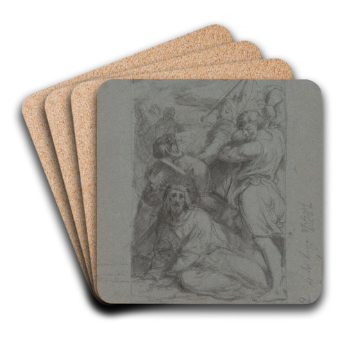 Christ's Fall under the Cross by Jean Antoine Verschaeren Art Drink Coaster set