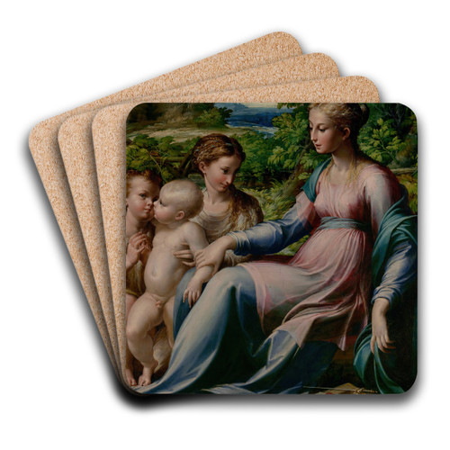 Virgin and Child with Saint John the Baptist and Mary Magdalene by Parmigianino Art Drink Coaster set Virgin and Child with Saint John the Baptist and Mary Magdalene by Parmigianino Art Drink Coaster set