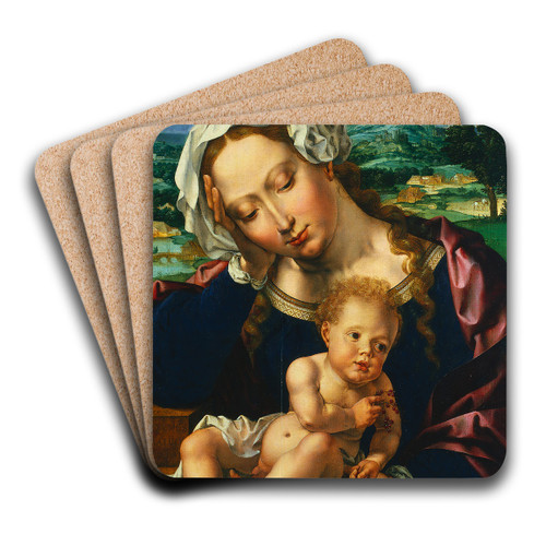 Virgin and Child in a Landscape by Jan Gossaert Art Drink Coaster set