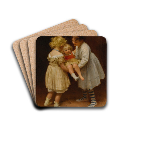 Children at play by John Morgan Drink Coasters - set of 4