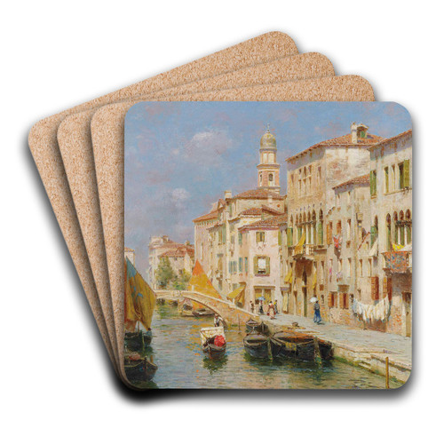 Canal in Venice by Rubens Santoro Art Drink Coaster set
