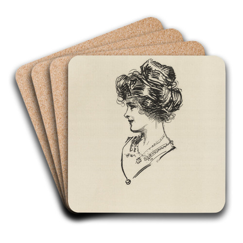 Untitled by Charles Dana Gibson Art Drink Coaster set