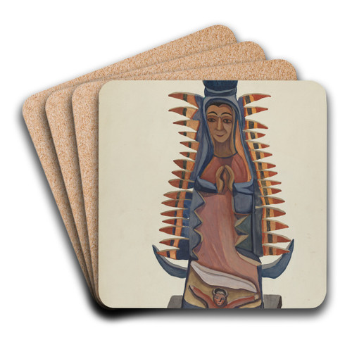 Bulto of the Virgin of Guadalupe by E. Boyd Art Drink Coaster set