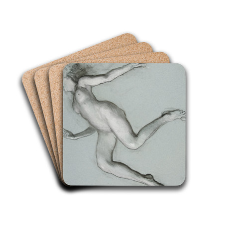 Study for figure of 11 am for 'The Hours' ceiling at the state capitol building in Harrisburg,Pennsylvania by Edwin Austin Abbey Drink Coasters - set of 4