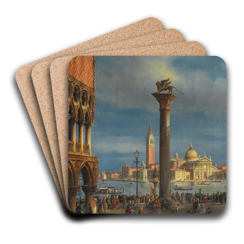 Venice, a View of the Piazzetta with the Doges Palace towards San Giorgio Maggiore by Francesco Zanin Art Drink Coaster set