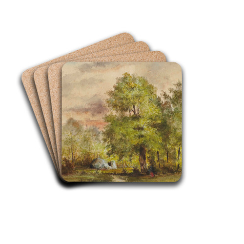 Vue d'une clairire by Narcisse-Virgile Diaz de La Pea Drink Coasters - set of 4 Vue d'une clairire by Narcisse-Virgile Diaz de La Pea Drink Coasters - set of 4