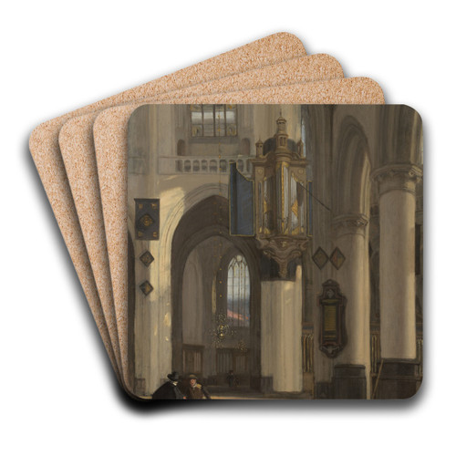 Interior of a Protestant Gothic Church with Motifs from the Oude and Nieuwe Kerk in Amsterdam by Emanuel de Witte Art Drink Coaster set Interior of a Protestant Gothic Church with Motifs from the Oude and Nieuwe Kerk in Amsterdam by Emanuel de Witte Art Drink Coaster set