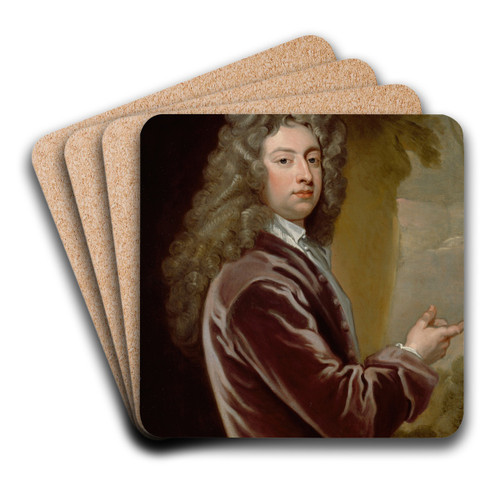 Portrait of William Congreve by Sir Godfrey Kneller Art Drink Coaster set Portrait of William Congreve by Sir Godfrey Kneller Art Drink Coaster set