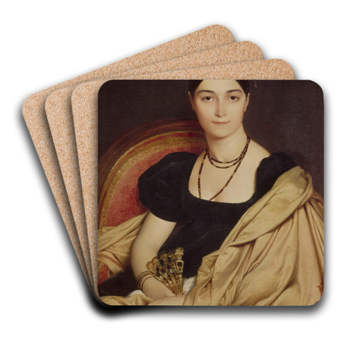 Portrait De Madame Duvaucey by Jean Auguste Dominique Ingres Art Drink Coaster set