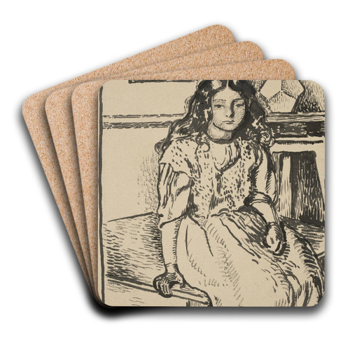 Jeune fille assise by Georges Lemmen Art Drink Coaster set Jeune fille assise by Georges Lemmen Art Drink Coaster set