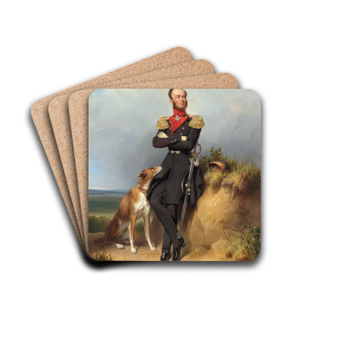 Portrait of William II,King of the Netherlands by Jan Adam Kruseman Drink Coasters - set of 4 Portrait of William II,King of the Netherlands by Jan Adam Kruseman Drink Coasters - set of 4